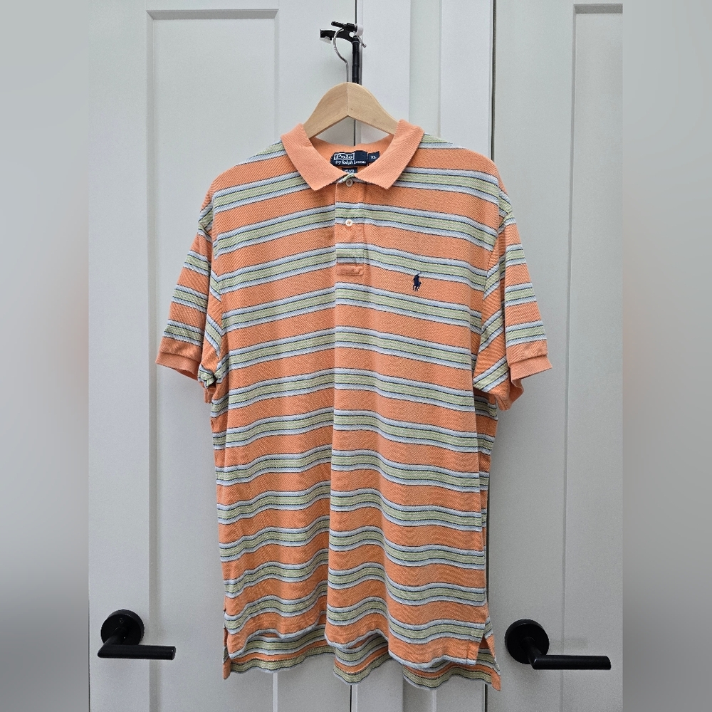 Ralph Lauren Orange and Green Striped Polo Shirt